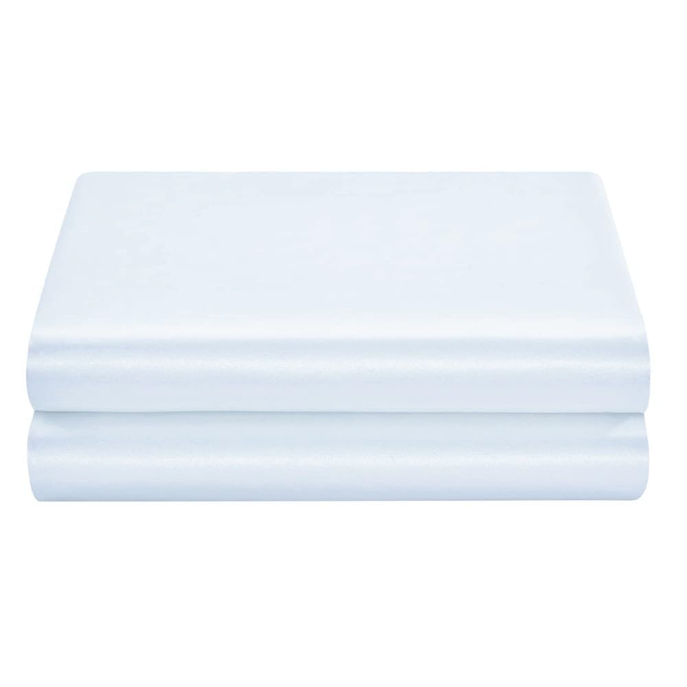 Satin Flat Sheet Only 1 - Piece Top Sheet, Extra Soft Silk Flat Bed Sheets Sold Separately (Ivory, Queen - Satin Flat Sheet Only)