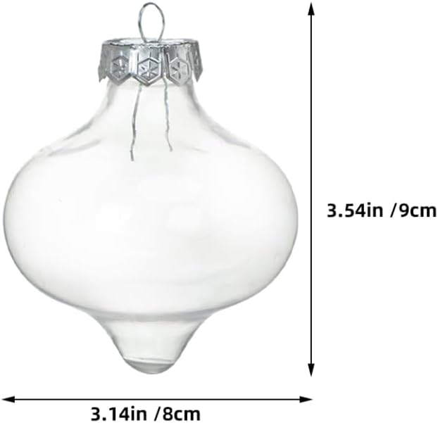 Mikikit 10pcs Clear Fillable Christmas Ornament Unique Bulb Shape Plastic Decorations for Xmas Tree Party Favors and