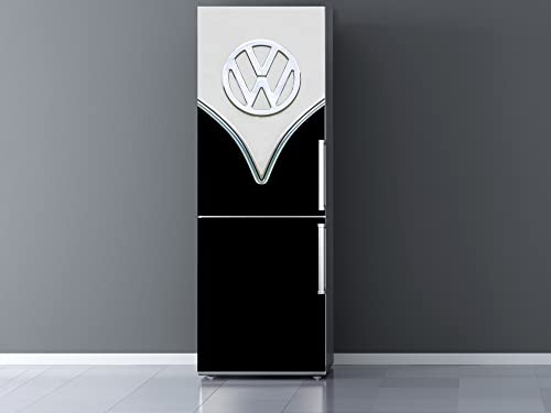 Oedim Vinilo Frigorífico Furgo Hippie Negro, Vinilo Decorativo para neveras, 200x70cm, decoración para cocinas, Pegatina Nevera
