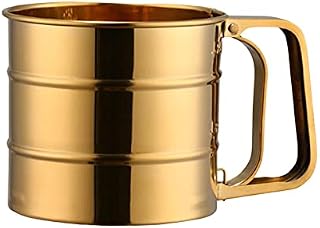 ZAANU Tamiz de harina Tamiz de harina for Hornear Mango semiautomático Que suaviza uniformemente Pan for Hornear Pizza Taza tamiz for Hornear (Rosa Dorado) / 1517 (Color : Golden)