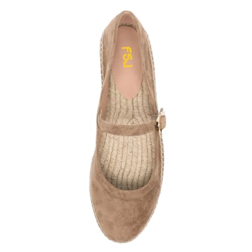 FSJ Women Espadrilles Mary Jane Flats Closed Round Toe Hidden Heel Platform Pumps Buckle Strap Suede Comfortable Dress Shoes Size 4-16 US2