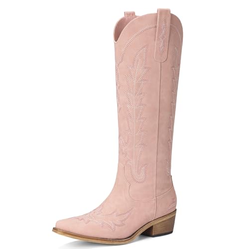 Rivalran Pink Embroidered Cowboy Boots