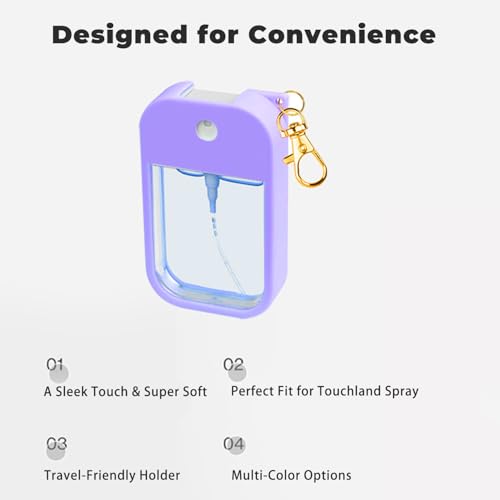 Silicone Case for Touchland Hand Sanitizer Spray 1 FL OZ., Stylish Protective Cover with Keychain for Touchland Power Mist and Glow Mist Hanging Portable Accessory (TL Silicone case-Pink)2