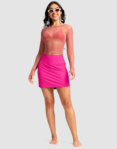 Image of SANTINY Women's 17'' Long Swim Skirt with Pockets High Waisted Modest Tummy Control Swimsuit Skirt Bathing Suit Bottoms