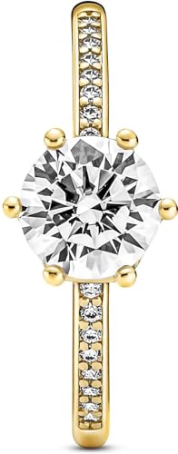 Miniatura 3 de Pandora Passions Sparkling Crown 14k Gold-Plated Ring With Clear Cubic Zirconia, 56