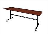 84 in. Kobe Flip Top Mobile Rectangular Training Table - Cherry
