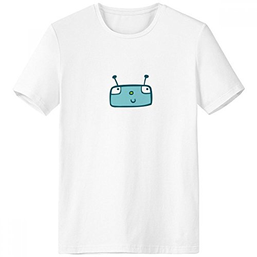 T-shirt bleu robot et alien pour homme en coton blanc à col rond taille M