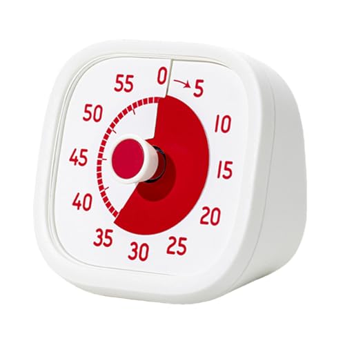 Derwrtup Reloj Visual para Niños - Temporizador Visual de 60 Minutos Para Niños Pequeños - Ayuda Silenciosa Gestión Del Tiempo Para La Escuela Hogar Cocina Trabajo