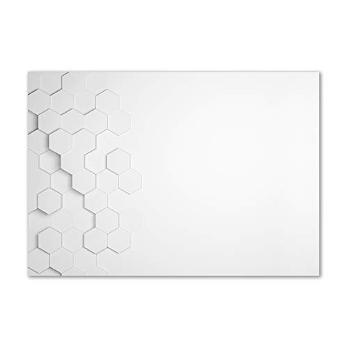 Fond de hotte en verre trempé 100x70 cm Tulup blanc à motifs hexagones pour cuisine
