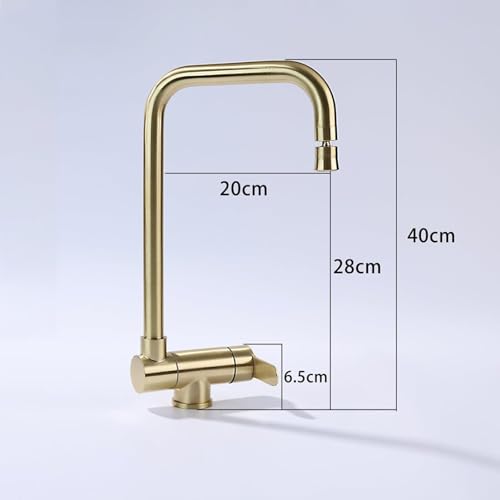 Robinet de Cuisine Pliable Or brossé avec mitigeur en acier inoxydable rotatif à 2 modes