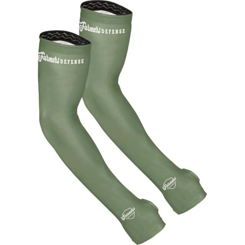FARMER'S DEFENSE Gardening Arm Sleeves|UV Cooling Protective Sleeve Women & Men|Anti-Scratch Cover Sun UPF Outdoor Protection - Forest Green - S/M