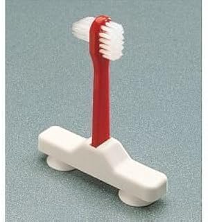 One-Handed Denture Brush with Suction Cups
