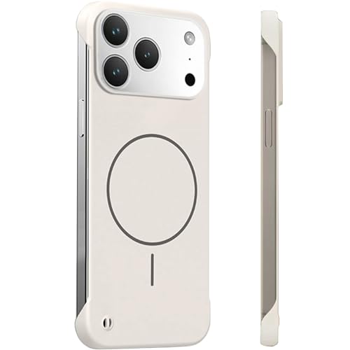 FAOMSEBS Sin borde funda para iPhone 17 Pro para MagSafe, (sensación de metal desnudo) [Imán potente incorporado] [Disipación rápida del calor] Delgada funda para iPhone 17 Pro Cover 2st