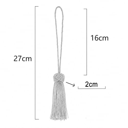 Image of BEL AVENIR 8 Pcs Elegant Polyester Key Tassel Colorful Craft Tassels Charms | Key Tassel for Christmas Tree, DIY Craft Garland Project, Wedding Home Party Decorations, Small Tassel (Silver)