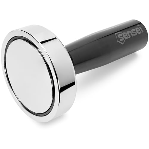 SENSEI® Aimant en Néodyme Puissant avec Poignée – Ø 60 mm, Force d'Adhérence 150 kg, Détecteur de Rails Placo, Aimant Fileté M8 pour Atelier et Industrie