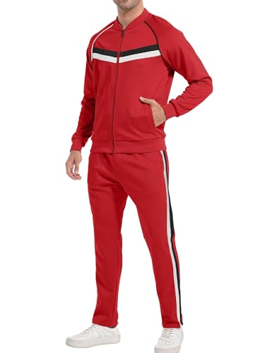 W JIANWANG Mens Tracksuit Sweatsuits 2 Piece Casual Jogging Warm Up Full Zip Athletic Long Sleeve Sets JW-0846-L