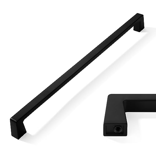 CABDM 2 Pack 12 inch Solid Matte Black Cabinet Handles