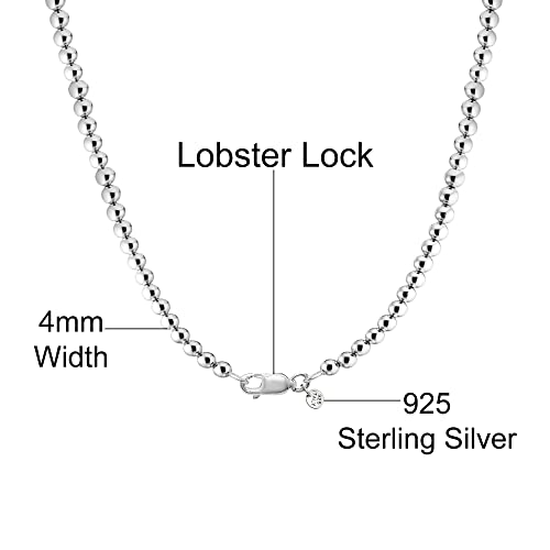 Savlano 925 Sterling Silver 4MM Handmade Bead Ball Strand Chain Necklace For Women - Made in Italy Comes With a Gift Box2