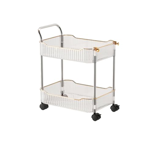 aichilra Carrito de almacenamiento de metal de 2 niveles, con ruedas, asa y gancho para el hogar