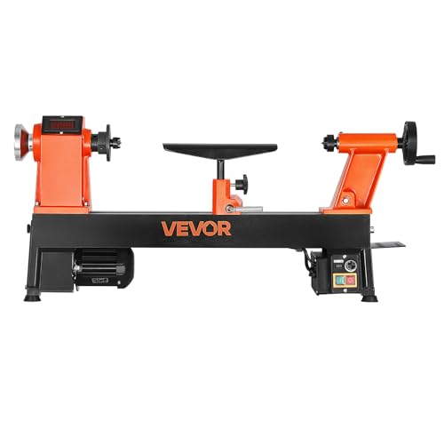 VEVOR Drechselbank, 1 PS/750 W, Drechselmaschine mit variabler Drehzahl von 150 bis 3800 U/min, Drehtischmaschine 304 x 465 mm Werkbank, Drehbank, für Anfänger & Heimwerker in der Holzbearbeitung