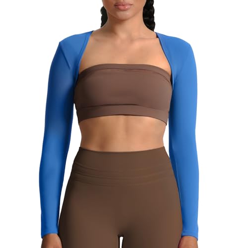 Image of Aoxjox Women's Lexi Lined Bolero Shrug | workout long sleeve,waist-defining cropped fit,open front cardigan,buttery soft fabric,layering,yoga,gym,daily wear