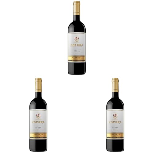 EDERRA Reserva - Vino tinto DO Rioja, 100% Tempranillo - 75cl (Paquete de 3)