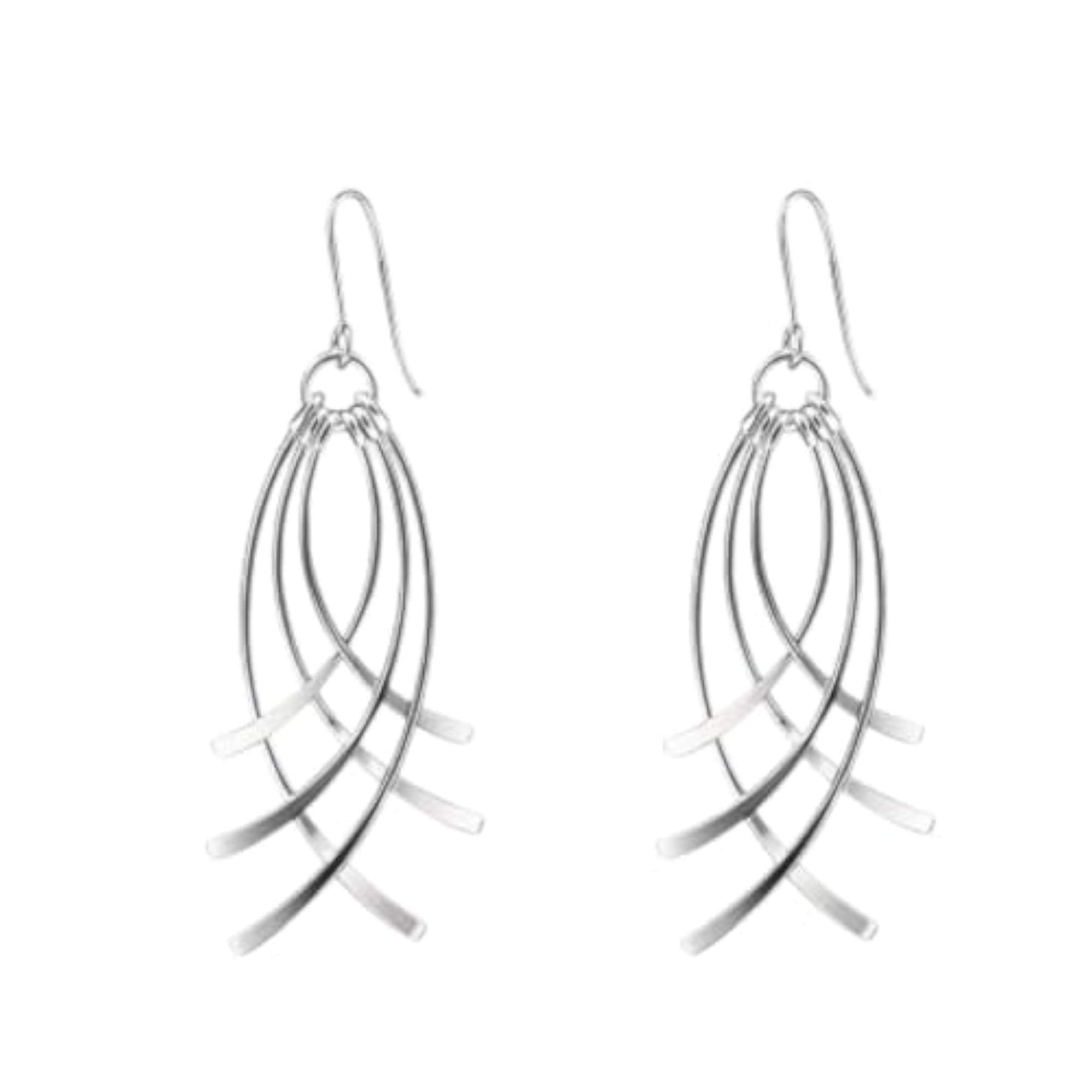 Women's Silver Flowline Drop Statement Earrings