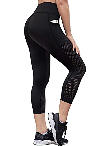 RAYPOSE Women’s Workout Running Capris Leggings with Pockets Tummy Control High Waist Gym Sports Yoga Pants