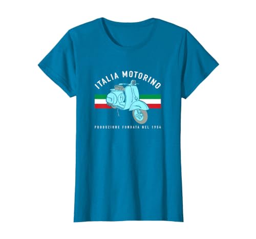 Italia Motorino - Vintage Italian Flag T-Shirt, Women, Sapphire Blue, Large
