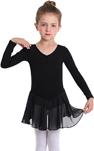 MdnMd — Vestido de balé infantil com saia de manga curta para dançar, ginástica, bailarina, balé, W1