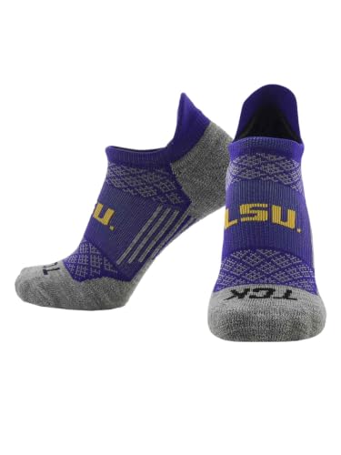 NCAA No Show Tab Socks - LSU Tigers Purple/Gold Large
