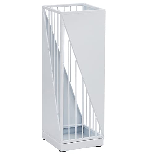 Paragüero blanco – Soporte hueco tallado con agujero de drenaje y 4 ganchos, elegante decoración de entrada para el hogar y la oficina para un fácil almacenamiento