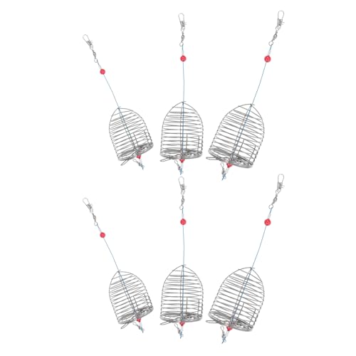MUELODSIC Lot de 6 Set de Cages d'Amorçage en Acier Inoxydable pour Pêche à la Carpe – 3 Tailles – Lanceur d'Appâts Portable pour Crevettes Anguilles et Amorceurs en Extérieur