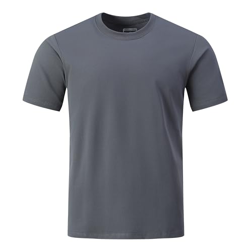 Men's Quick-Dry Moisture-Wicking T-Shirt,UPF 50+ Sun Protection Gym Training & Outdoor Hiking Shirt,Ash M