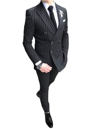 Costume à fines rayures en deux pièces pour homme au raffinement tailleur unique