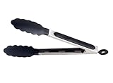 ELO 40501 Zipp Zapp Kochzange, 27 cm, Servierzange universell einsatzbar, hitzebeständiges Nylon, satiniert, Silber / Schwarz