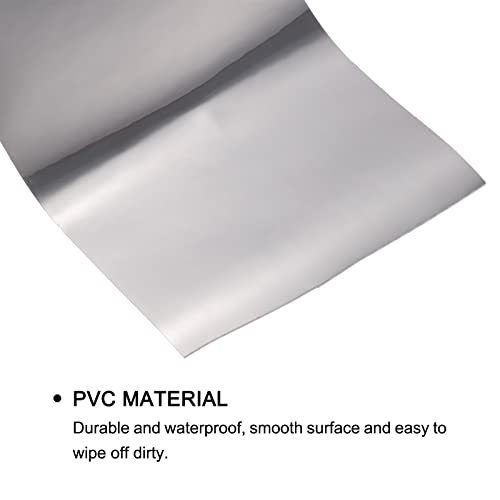 Image of uxcell Waterproof Peel and Stick Decorative Tape Self Adhesive 3.94 inch W x 16.4'L PVC Removable Tape for Wall Edge Glossy Silver Tone (Thickened Style)