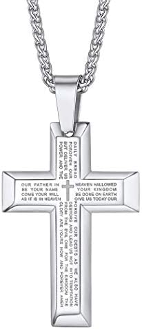 Suplight 925 Stelring Silver/Stainless Steel Plain Cross, INRI Crucifix Cross, Sideways Cross, Virgin Mary Necklace for Men Women (Engravable, with Gift Box)