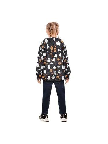 Cute Ghosts Pumpkins Girls Fleece Jacket Girls Jacket Girl Coats Zip Up Hoodie Children Outerwear 2-3T4
