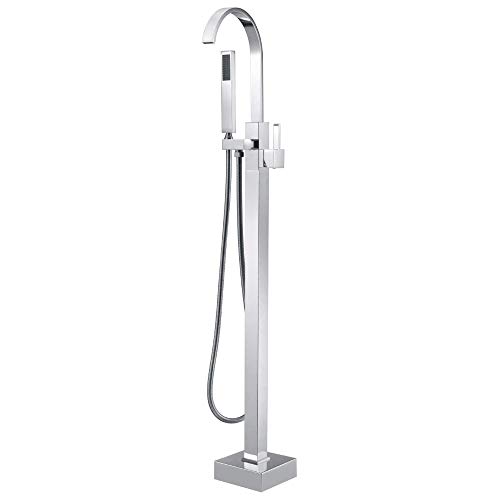 One-Day Sale: Up to 50% Off MOSSCATE Freestanding Bathtub Faucet Tub Filler Chrome Floor Mounted Brass Tub Faucets with Handheld Shower (Chrome)