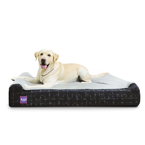 Laifug Orthopedic Memory Foam Extra Large Dog Bed with Pillow and Durable Water Proof Liner & Removable Washable Cover & Smart Design (Jumbo (50"x36"x