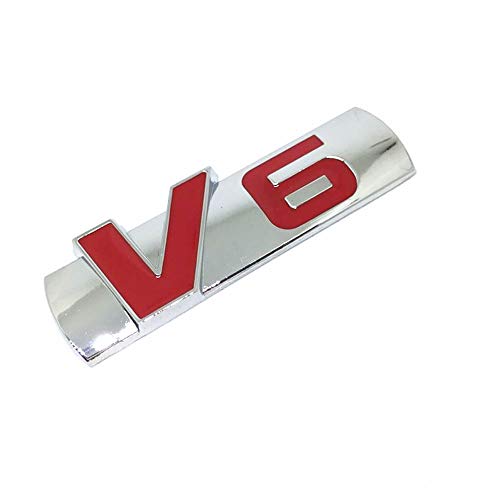 HIGGER 1 Unids Personalizado 3D Car Stickers Metal V6 Car Stickers Badge Decoración Stickers Universal para la mayoría de los coches (Rojo)