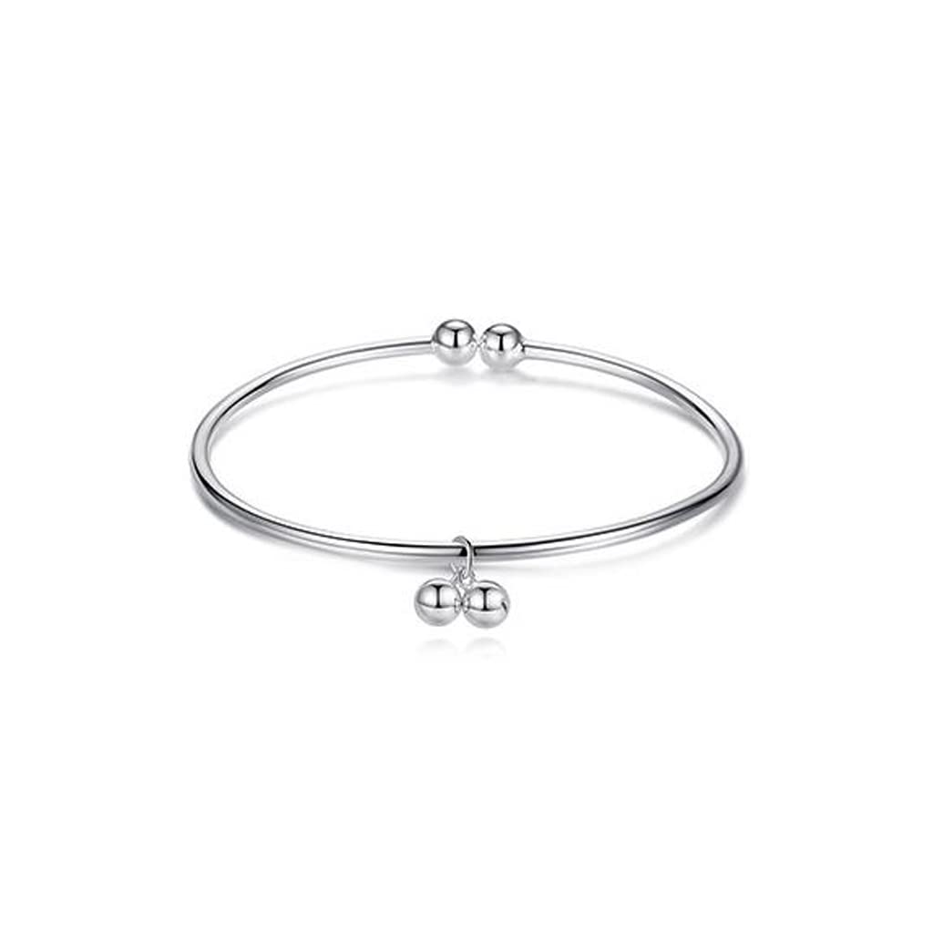 RWRAPS Tobillera de plata esterlina para mujer Pulsera antigua con jingle Tobillera para mujer Cadena de pierna sólida Tobillera en forma de campana (Color de la foto b) (Plata b)