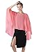 Baoqiya Chiffon Capes Sheer Capelets Bridal Shawls And Wraps Cape Long Plus Size Poncho Cape For Women (Coral)