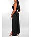 Sexyshine Women's Sexy Deep V Neck Double High Split Side Maxi Dress Sleeveless Long Bodycon Cocktail Evening Dress(24727BL,L) Black