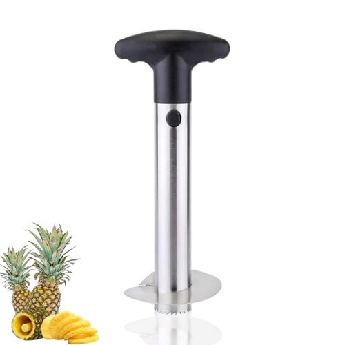 Cortador de piña, pelador de piña de acero inoxidable, actualizado, reforzado, hoja gruesa para deshuesador piña rápida y sencilla sin cuchillo