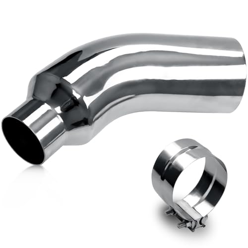 LIWEDFG 5 Inch (ID) Diesel Exhaust Elbow Tip, Turn Down Exhaust Pipe Elbow 5'' Inlet 7'' Outlet 23'' Long chrome Stainless Steel Side Exit Exhaust Tip
