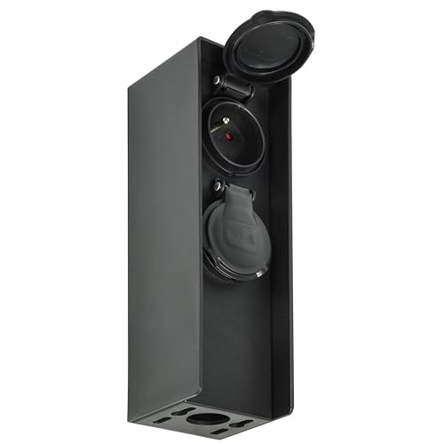 Electraline 300191 Borne Jardin cablable, 2 Prises 2P+T IP44, accès electrictrique Pratique Exterieur, Bloc Multiprise Outdoor pour Jardin 2 Prises