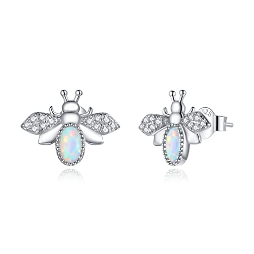 Boucles d'oreilles opale coeur bleu en argent fin massif 925