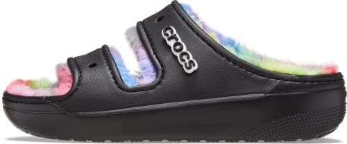 Crocs Unisex Classic Cozzzy Sandals, Fuzzy Slippers And Slides, Black/Spray Dye, 7 Us Men #TOP5
